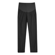Clearance Gnurob Plus Size Maternity Pants for Womens Over The Belly Trousers with Pockets Wide Leg Bottoms Stretchy Pregnancy Dress Pant Bussiness Work Clothes Deals,Black,XXL